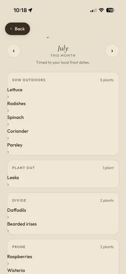 The growing calendar, showing what to sow, plant and prune this month.